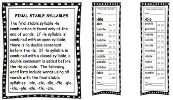 Featured image of post Final Stable Syllable Examples