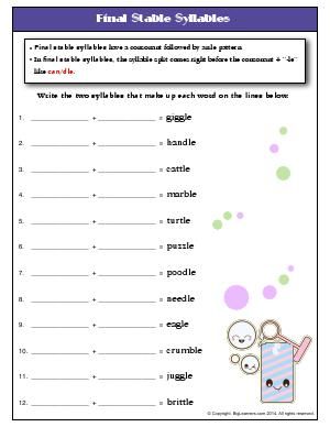 Featured image of post Final Stable Syllable Worksheets